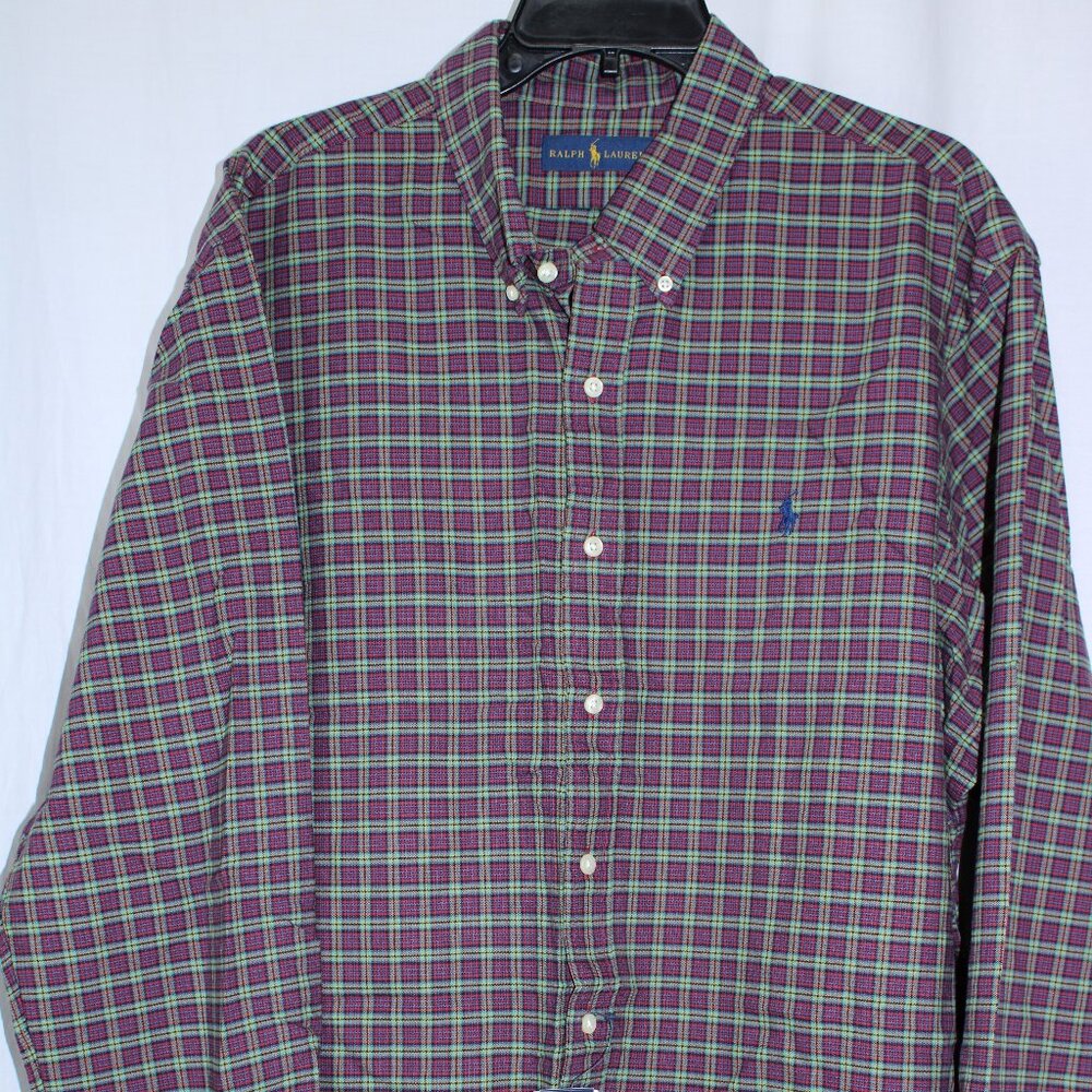 Ralph Lauren Shirt Mens 2XL Red Green Blue Check Dress Long Sleeve NWT MSRP $89